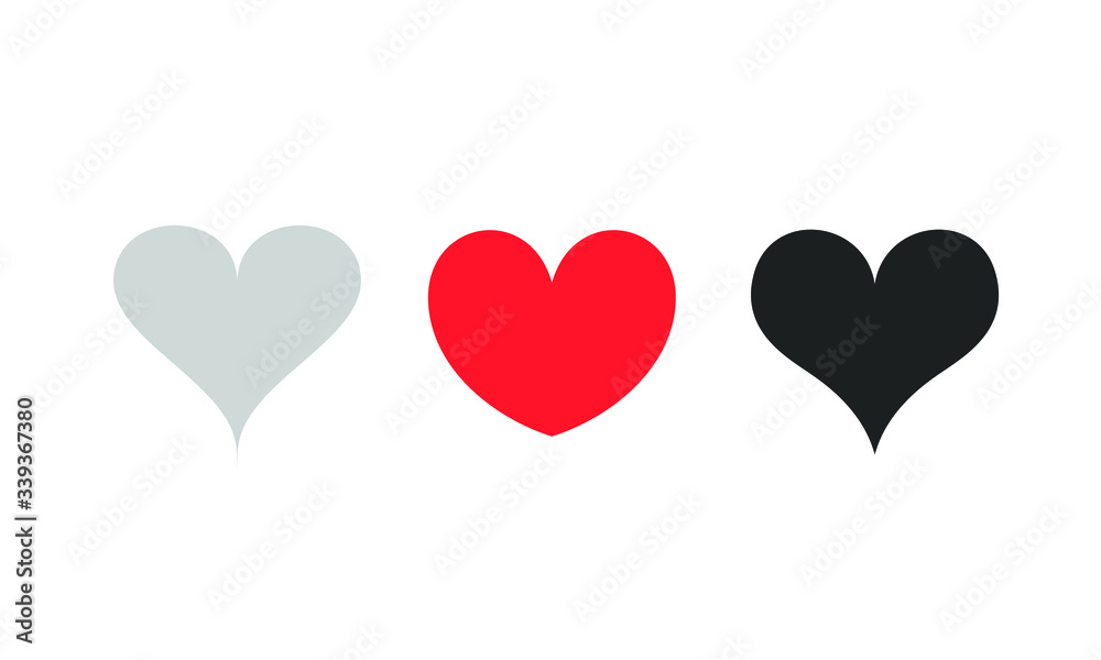 Set of icons heart, 
concept of love, ,Vector,White background