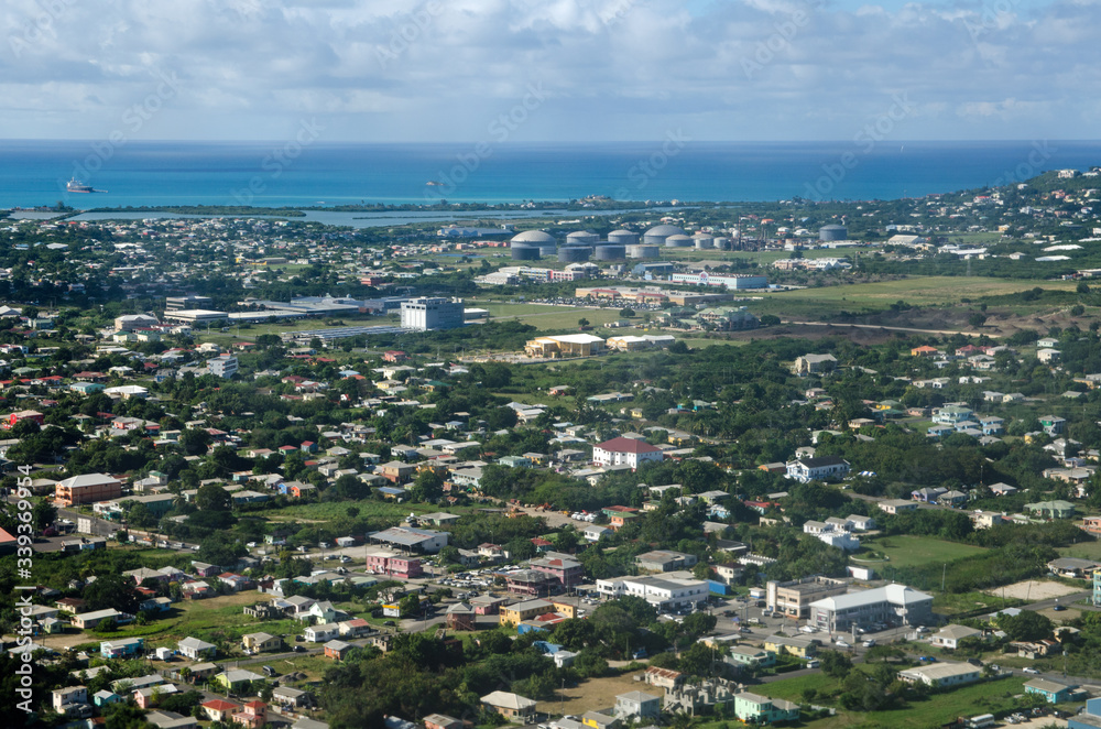 Oil Terminal and Shopping Malls, St John's, Antigua - Aerial View