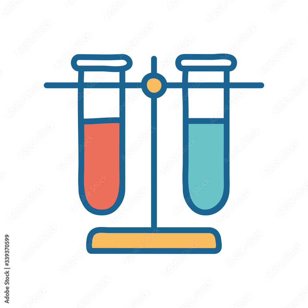 Science tubes line and fill style icon vector design Science tubes line and fill style icon vector design
