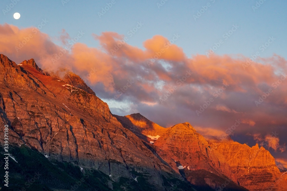 Orange Glow of Sunrise in the Mountains of Montana, USA 