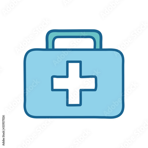 Medical kit with cross line and fill style icon vector design