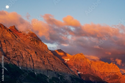 Orange Glow of Sunrise in the Mountains of Montana, USA 