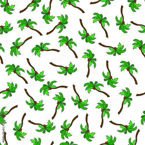 Palm tree with coconut seamless pattern.