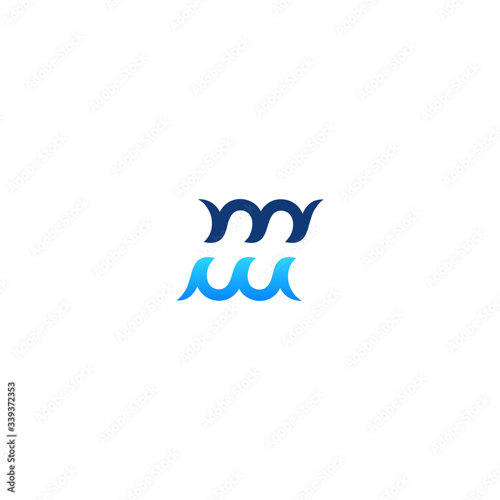 symbol of the WH letter vector with negative space and waves shape symbol of the WH letter vector with negative space and waves shape