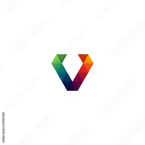 Free Download V logo vector for brand or identity with creative mosaic shape - GFXLoad