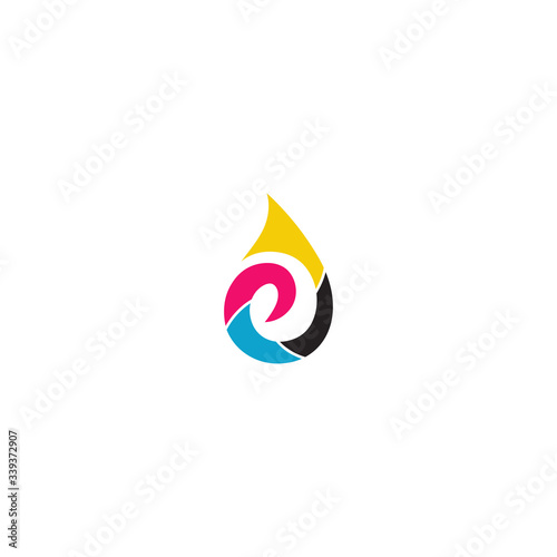 Symbol of the E letter with ink print style for brand or identity