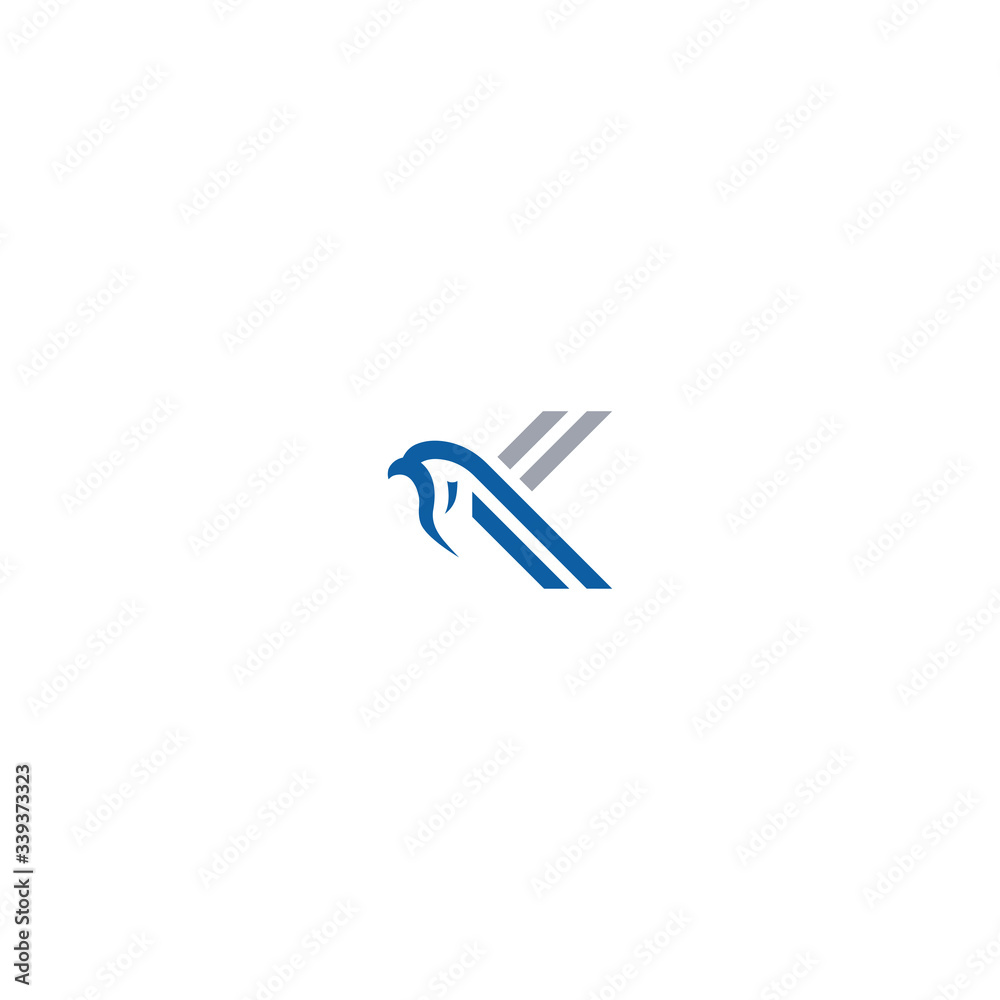 K symbol with creative falcon shape K symbol with creative falcon shape