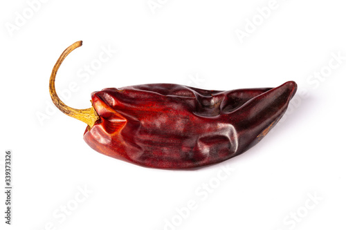 Guajillo Chilli cayenne dry Mexico hot pepper pod in white