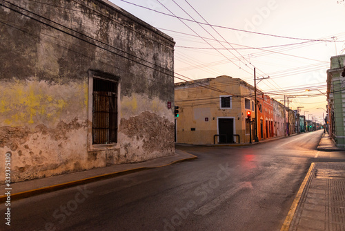 Contingencia por COVID-19 Coronavirus, calles vacías en el Centro de Mérida, Yucatán, México.