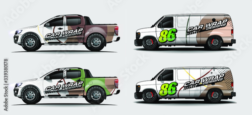 set of vehicle graphic kit vector. Modern abstract background for car wrap branding and automobile sticker decals livery