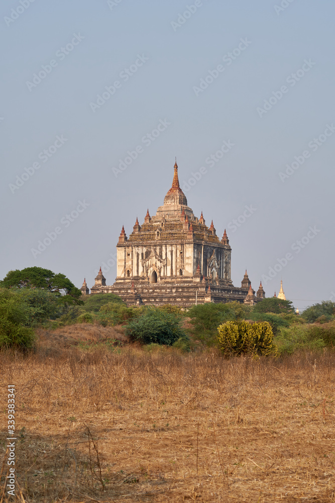Ancient Thatbyinnyu temple located in old Bagan in Myanmar, Burma.       