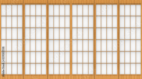 3d rendering. modern traditional Japanese style sliding paper wood door wall background.