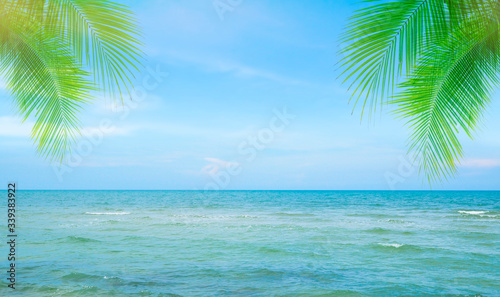 Tropical sea beach island with blue sky background,summer and relax concept 