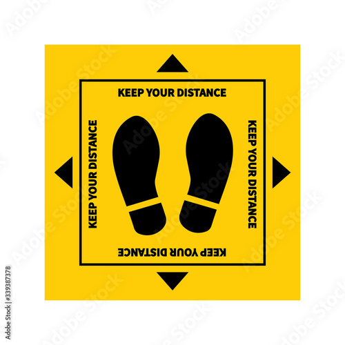 Social distancing. Footprint sign. Keep the 1-2 meter distance. Coronovirus epidemic protective. Vector illustration