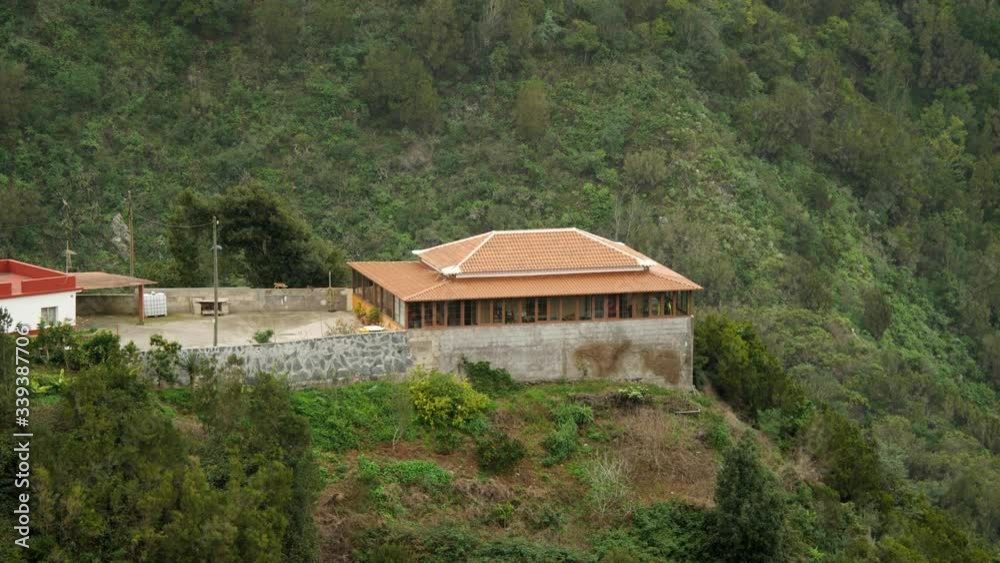 Building in the valley surrounded by mountains in Northern Tenerife, Close up Building in the valley surrounded by mountains in Northern Tenerife, Close up