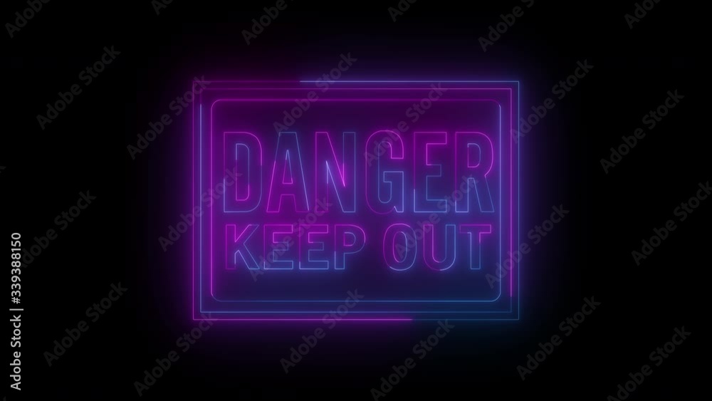 Danger keep out neon sign fluorescent light glowing on signboard background. Signs by neon lights in black background. The best stock footage of Danger keep out neon flickering, flash, blinking Danger keep out neon sign fluorescent light glowing on signboard background. Signs by neon lights in black background. The best stock footage of Danger keep out neon flickering, flash, blinking