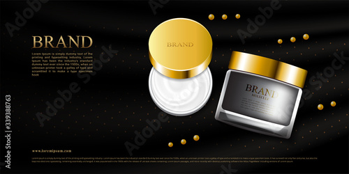 Luxury skin care cream with black silk and 3d package