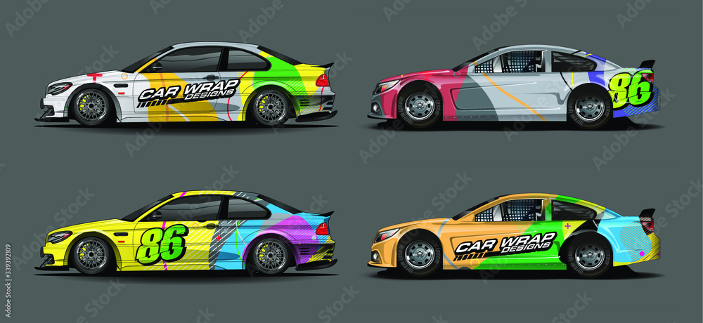 set of vehicle graphic kit vector. Modern abstract background for car wrap branding and automobile sticker decals livery 

