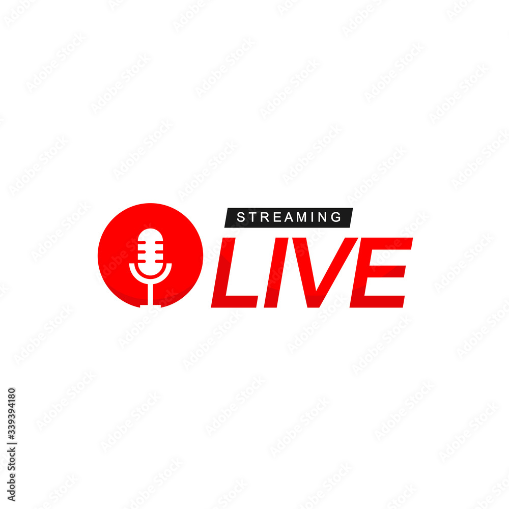 Live Streaming Logo With Microphone Symbol Live Streaming Logo With Microphone Symbol