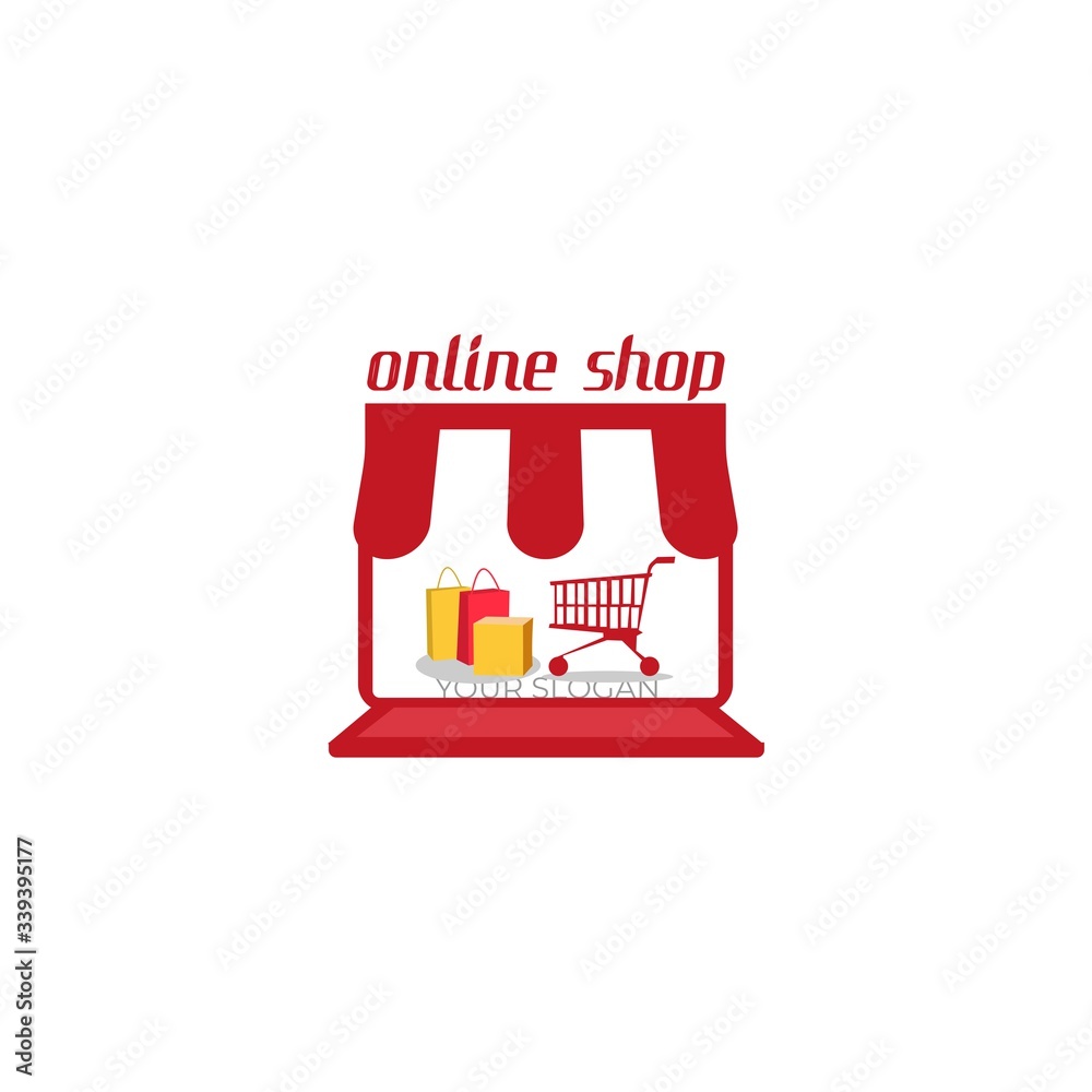 online shop laptop vector illustration