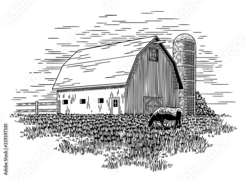 Old Milk Barn and Cow