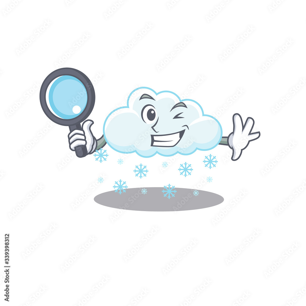 Smart Detective of snowy cloud mascot design style with tools Smart Detective of snowy cloud mascot design style with tools