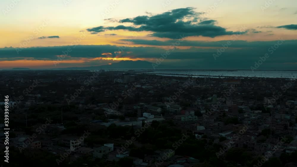 4K Drone Shot of A Empty Town Without People and No Electricity With A Sunset Background. 4K Drone Shot of A Empty Town Without People and No Electricity With A Sunset Background.