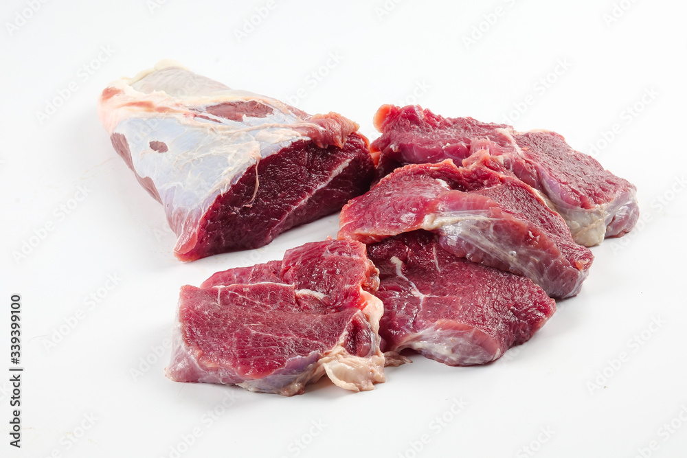 Beef tender chuck isolated on white.