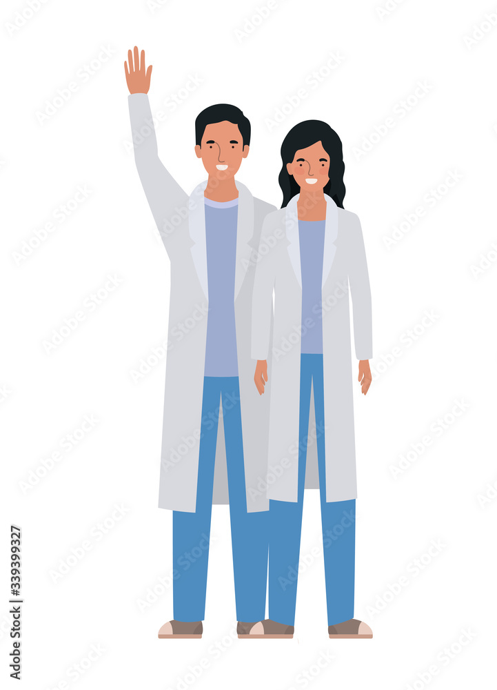 Man and woman doctor with uniforms vector design Man and woman doctor with uniforms vector design