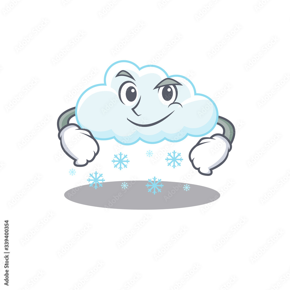 A mascot design of snowy cloud having confident gesture A mascot design of snowy cloud having confident gesture