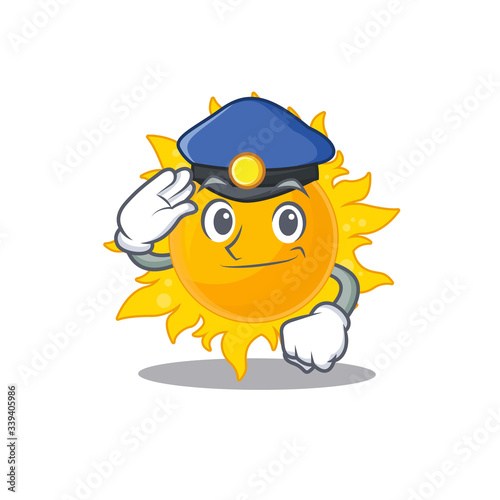 Police officer mascot design of summer sun wearing a hat
