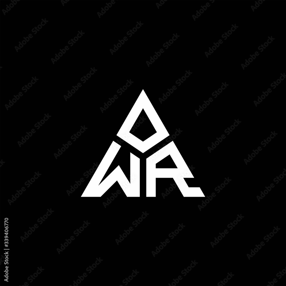 WR monogram logo with 3 pieces shape isolated on triangle WR monogram logo with 3 pieces shape isolated on triangle