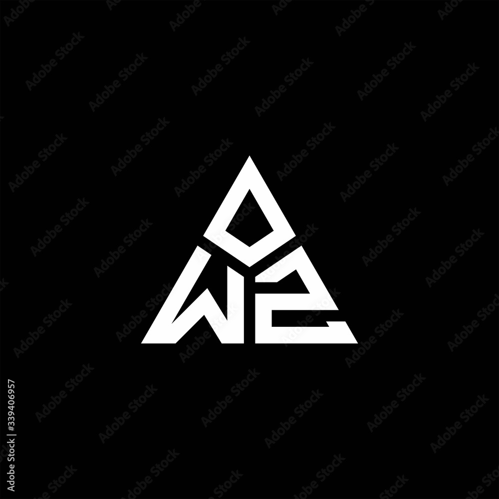 WZ monogram logo with 3 pieces shape isolated on triangle WZ monogram logo with 3 pieces shape isolated on triangle
