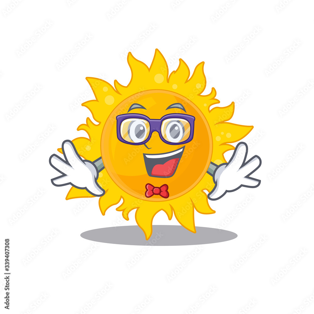Mascot design style of geek summer sun with glasses