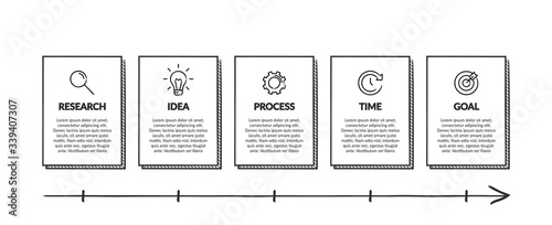 Infographic design with icons and 5 options or steps. Thin line vector. Infographics business concept. Can be used for info graphics, flow charts, presentations, web sites, banners, printed materials.