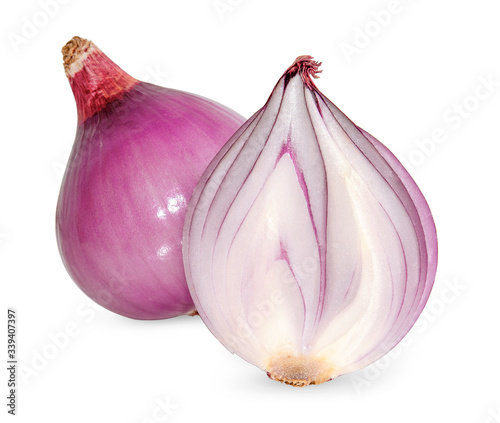 fresh red onion isolated on white background