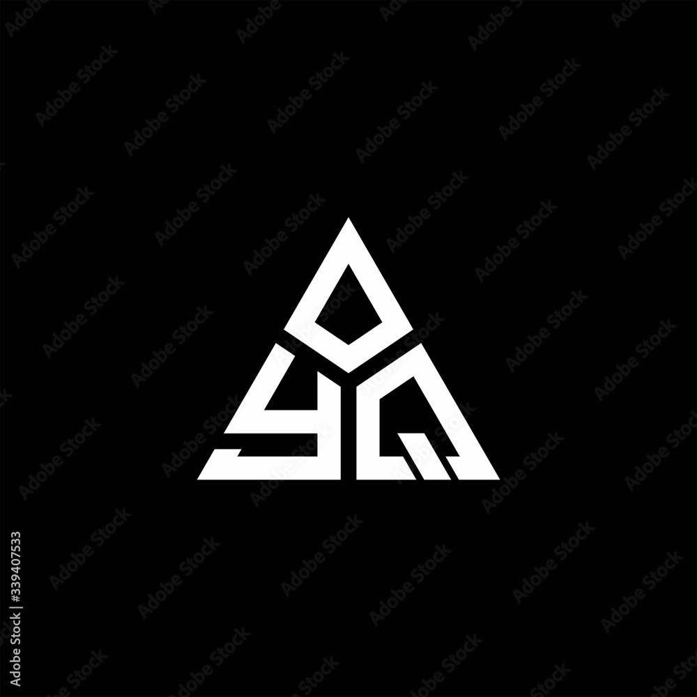YQ monogram logo with 3 pieces shape isolated on triangle YQ monogram logo with 3 pieces shape isolated on triangle