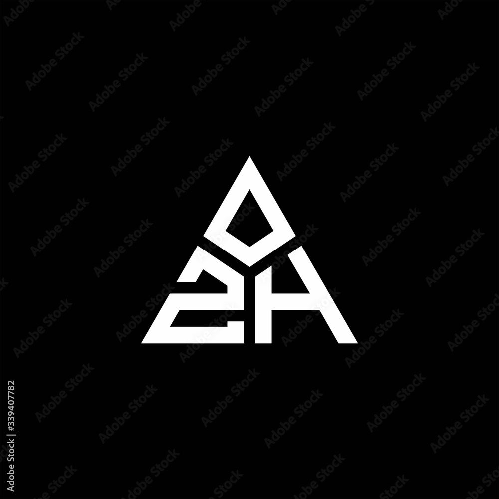 ZH monogram logo with 3 pieces shape isolated on triangle ZH monogram logo with 3 pieces shape isolated on triangle