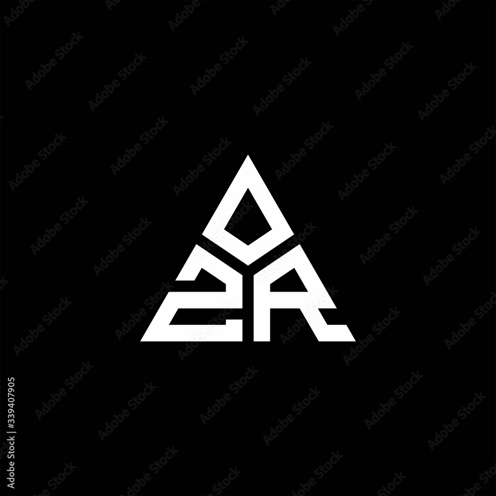 ZR monogram logo with 3 pieces shape isolated on triangle ZR monogram logo with 3 pieces shape isolated on triangle