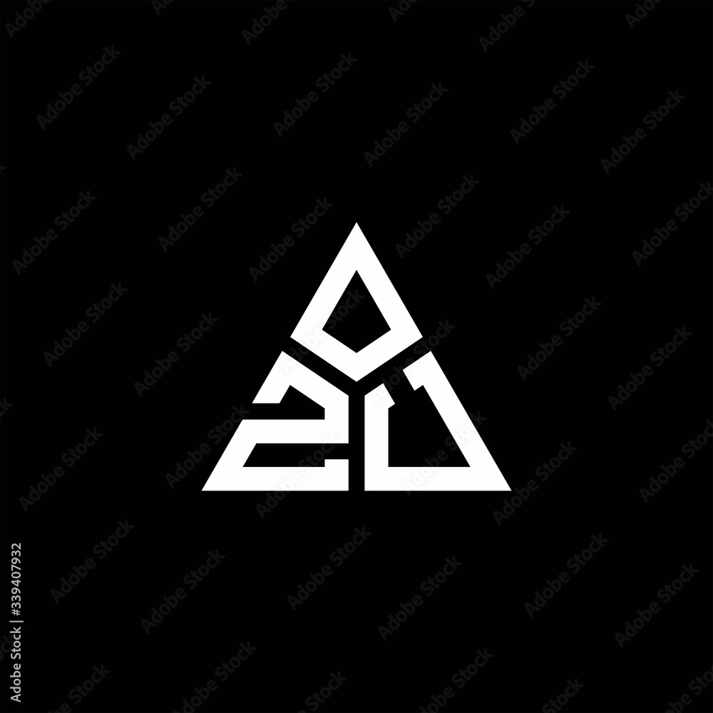 ZU monogram logo with 3 pieces shape isolated on triangle ZU monogram logo with 3 pieces shape isolated on triangle