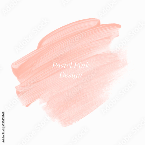 Make up peach paint stroke abstract shape background design vector. Pastel creative artwork. 