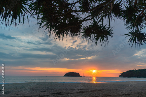 Photos unset in the channel of Pu island at Kata beach Phuket Thailand