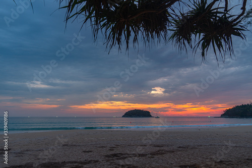 unset in the channel of Pu island at Kata beach Phuket Thailand