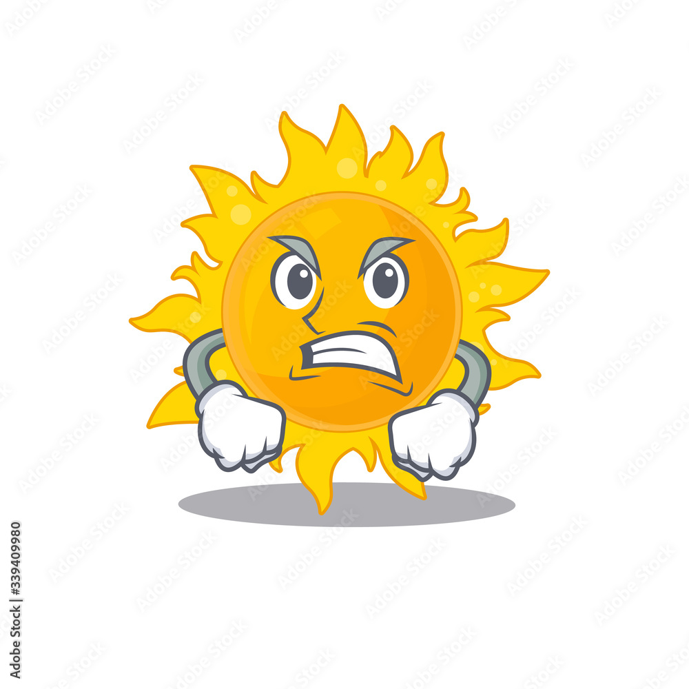 Fototapeta premium Mascot design concept of summer sun with angry face