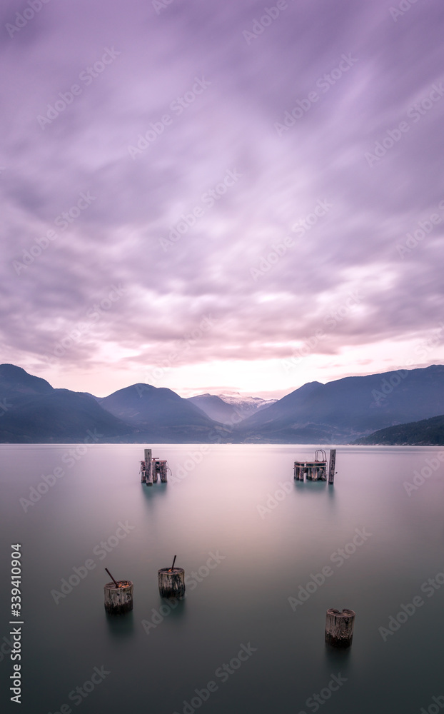 Fototapeta premium Sunset over the Howe Sound. Britannia Beach, British Columbia, Canada.