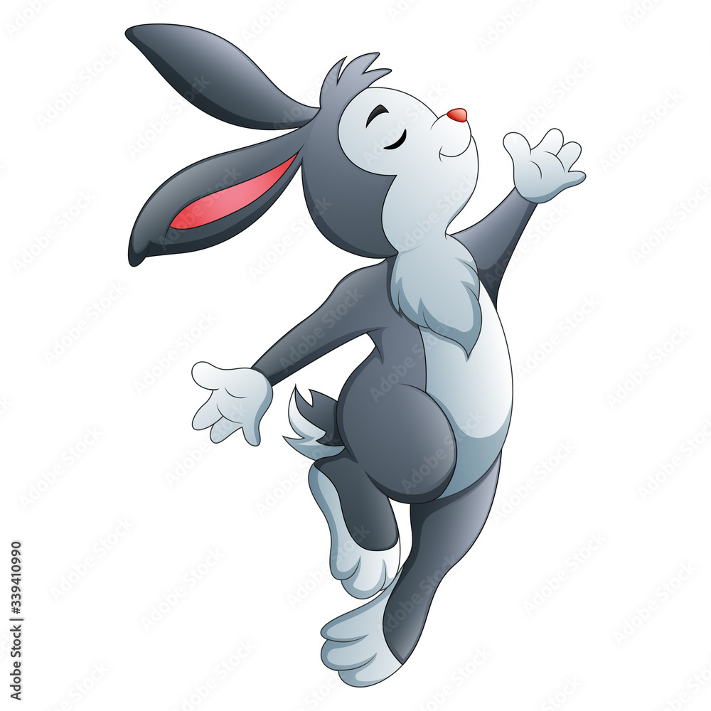The Easter bunny rabbit cartoon waving and dancing The Easter bunny rabbit cartoon waving and dancing