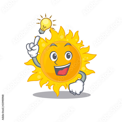 Mascot character design of summer sun with has an idea smart gesture