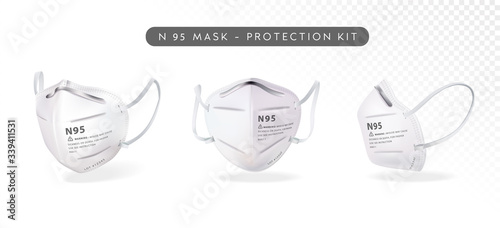 Realistic N-95 Mask in different angles Illustration