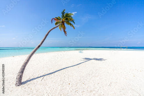 Fototapeta Naklejka Na Ścianę i Meble -  The beautifull beach of Dhangethi, maldives. Known for Diving, day tour for resort and this beautifull beaches and the swing in the water