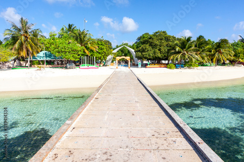 Fototapeta Naklejka Na Ścianę i Meble -  The beautifull beach of Dhangethi, maldives. Known for Diving, day tour for resort and this beautifull beaches and the swing in the water
